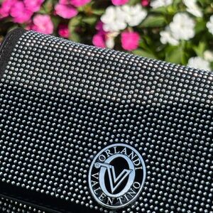Valentino Orlandi Black and Silver Rhinestone Clutch